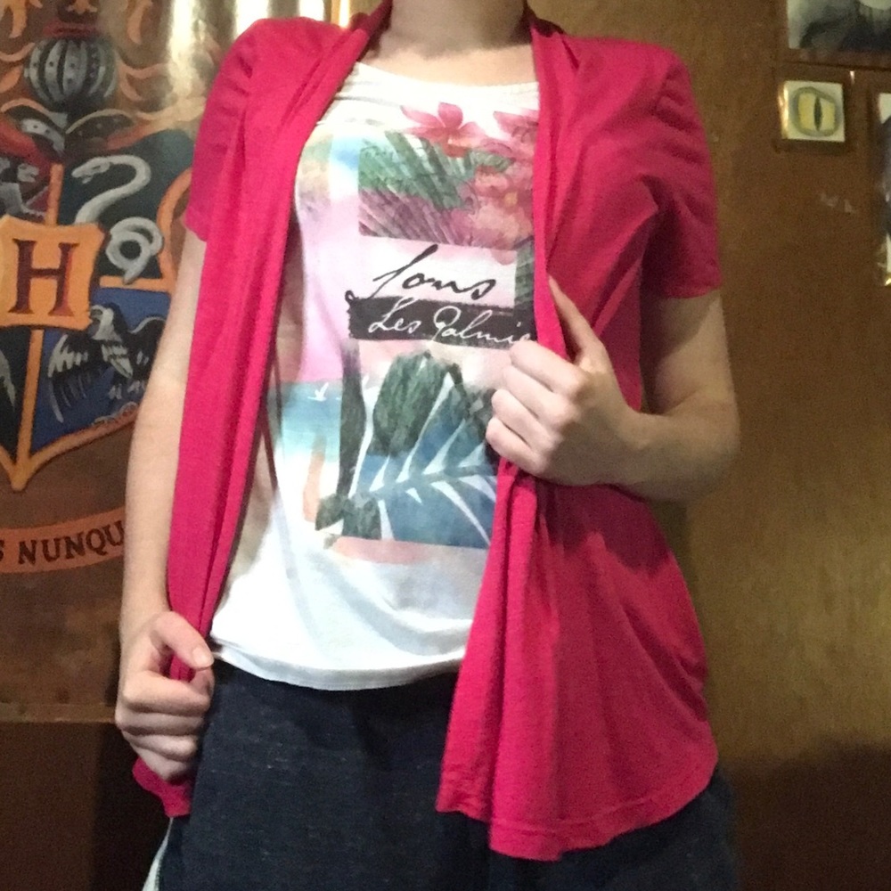 White Stag Small Floral Top w/ Pink Sewn-on Layer